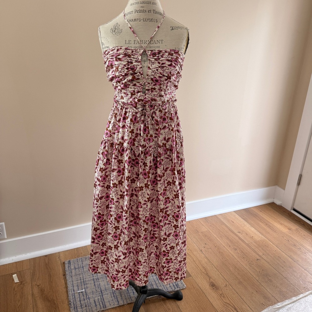 Jason Wu Women's Pink/Brown Floral Maxi Sundress Size S